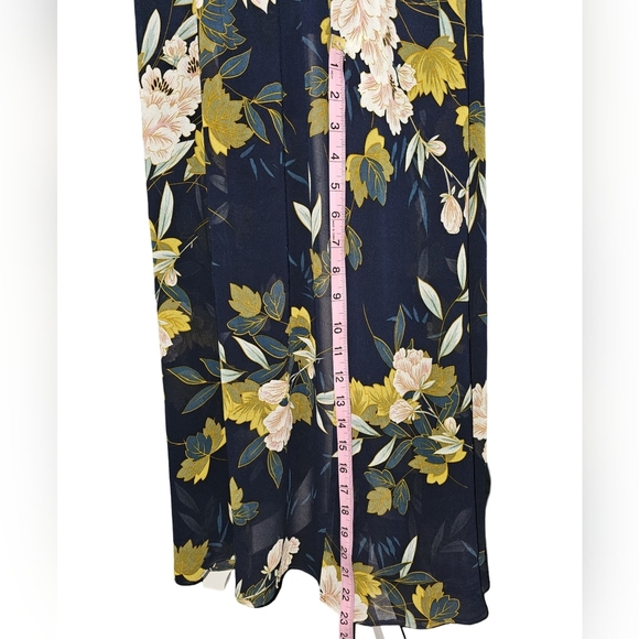 Baltic Born Kia Kimono Maxi Dress Black Floral Chiffon Slit Formal Gown Sz S - Picture 8 of 16